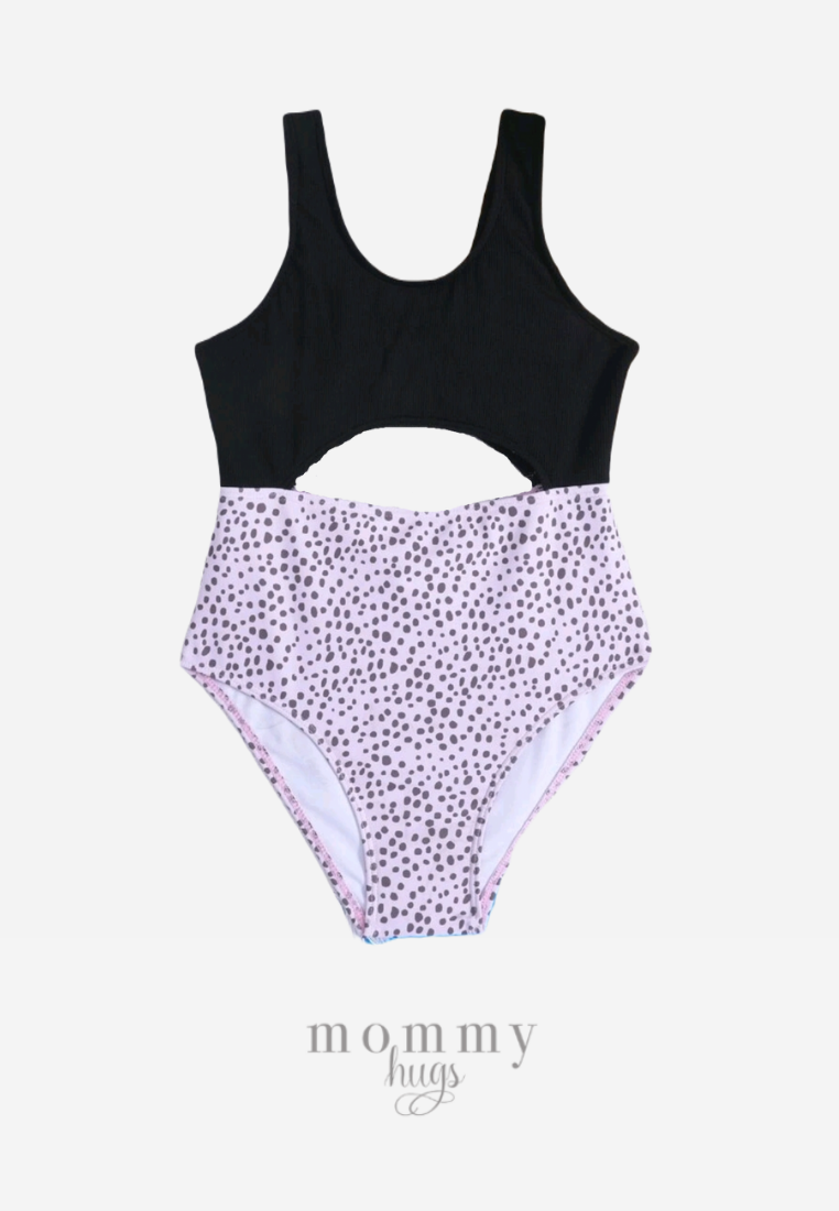 Coal Black Pebbles Monokini Swimwear Girl Version