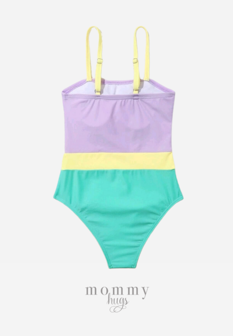 Pastel Stripes One Piece Swimwear for Girls