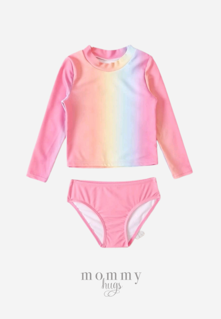 Pink Skies Rash Guard Swimwear For Girls