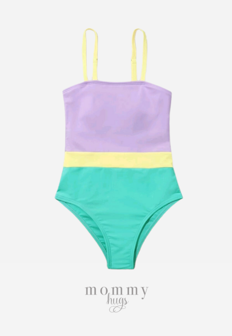 Pastel Stripes One Piece Swimwear for Girls
