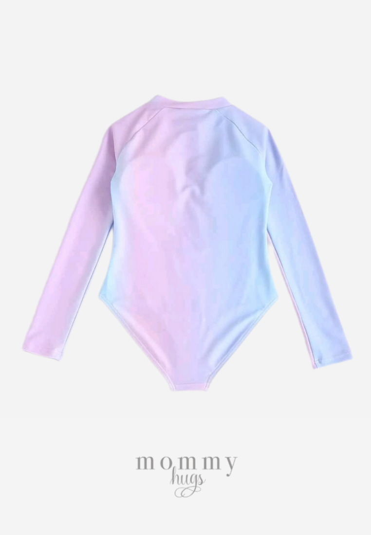 Lilac Skies Zip Up Long Sleeve Rash Guard