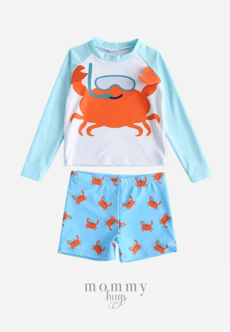 Under The Sea  Crab Two Piece Rashguard Swimwear For Boys