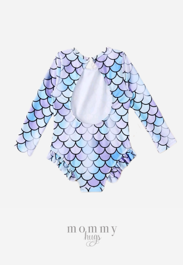 Lavender Mermaid Rash Guard Swimwear for Girls