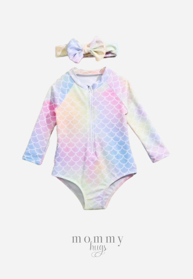 Little Mermaid Two Piece Rash Guard for Baby Girls