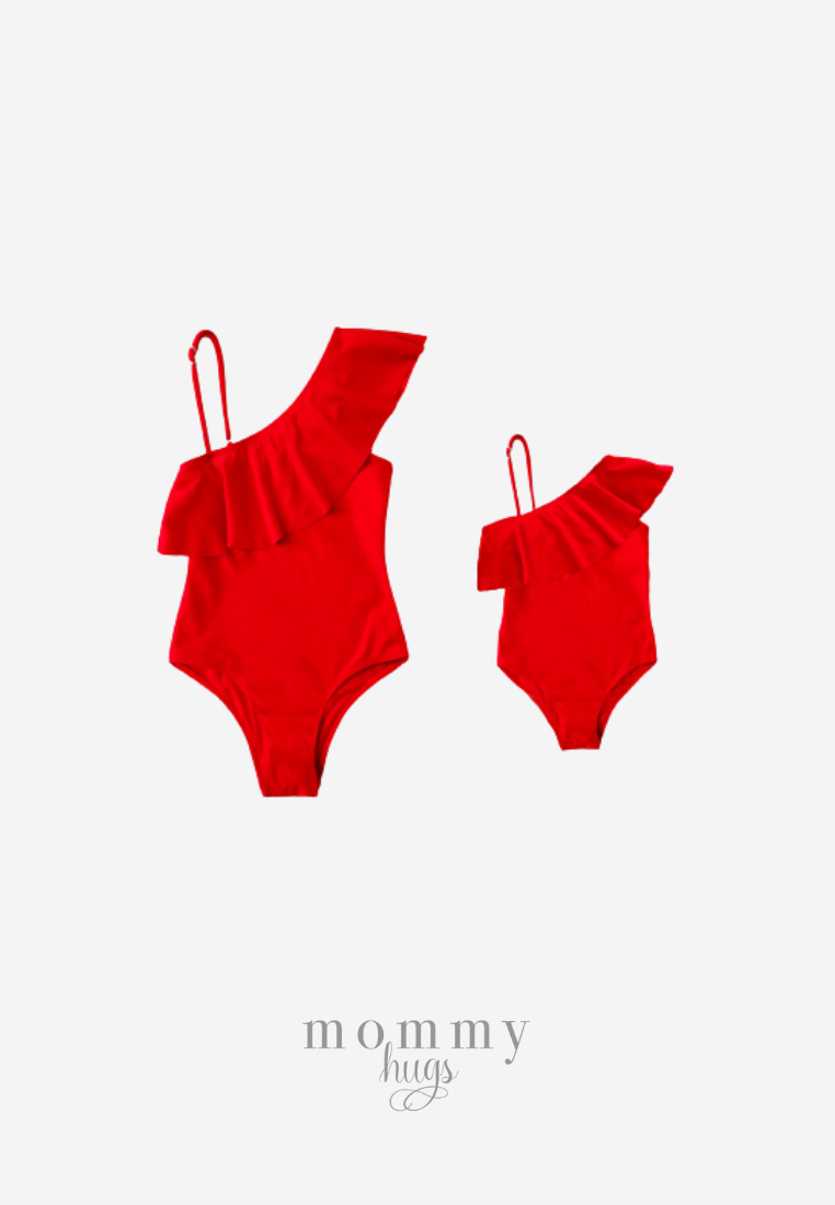 Mom & Daughter Red Asymmetrical