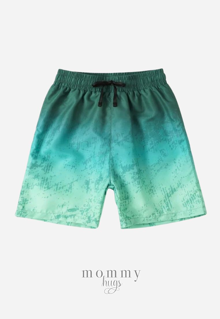 Green Tidal Wave Swim Shorts for Teen Boys