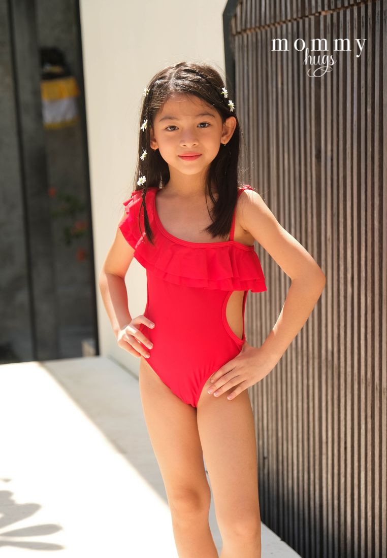 Beauty in Red Swimsuit for Young Girls