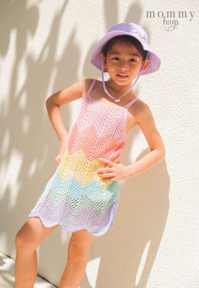 Rainbow Crochet Cover Up for Girls