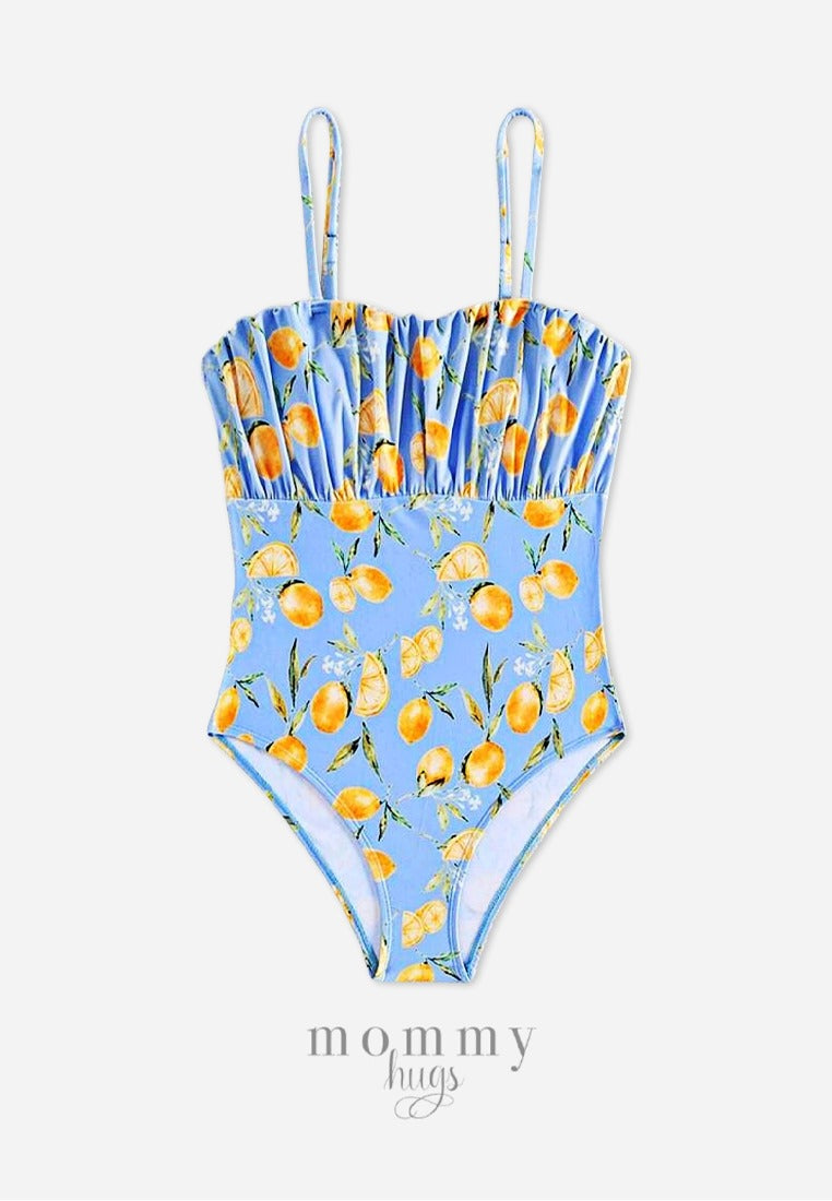 Lemon Summer Dream in Blue  Swimsuit Twinning