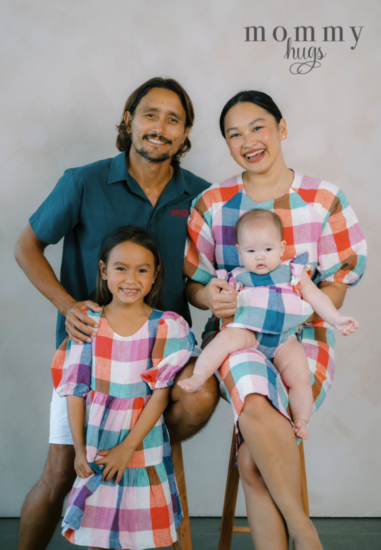 Rainbow Gingham Puff Dress