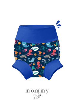 Beach Baby Diaper in Deep Ocean Friends