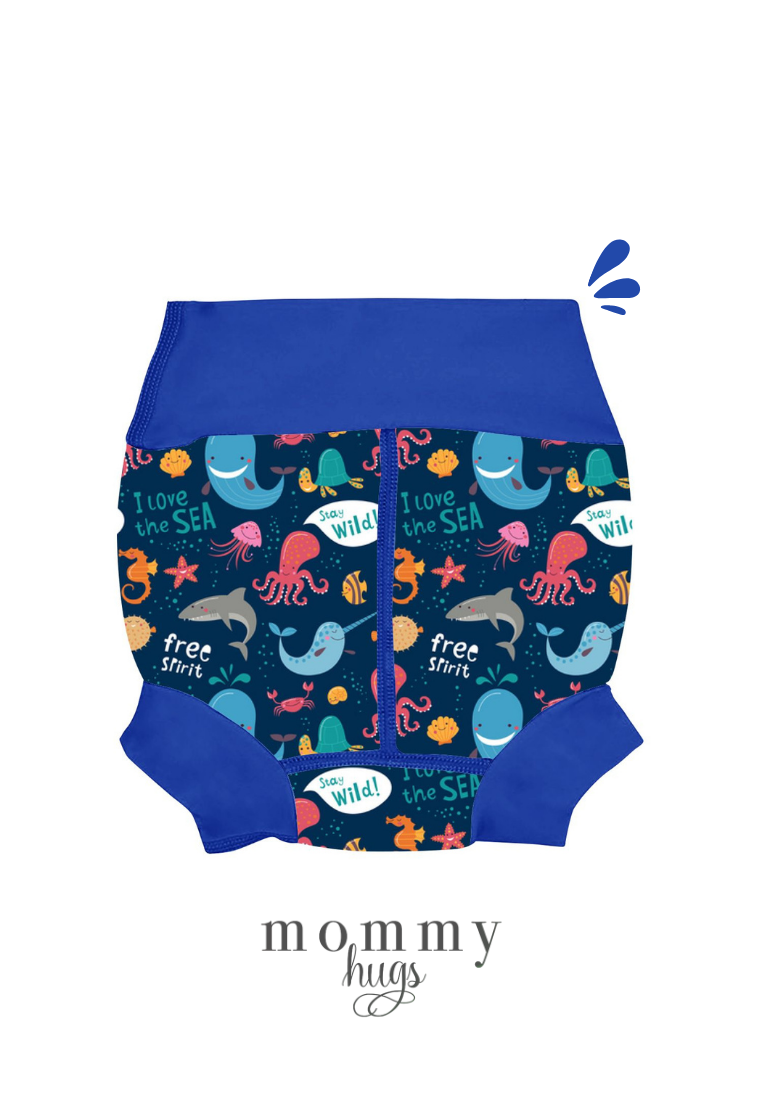 Beach Baby Diaper in Deep Ocean Friends