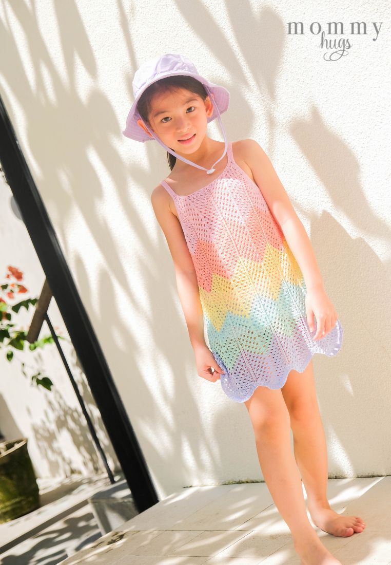 Rainbow Crochet Cover Up for Girls