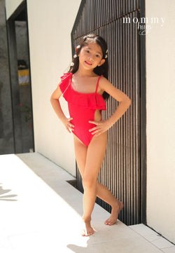 Beauty in Red Swimsuit for Young Girls