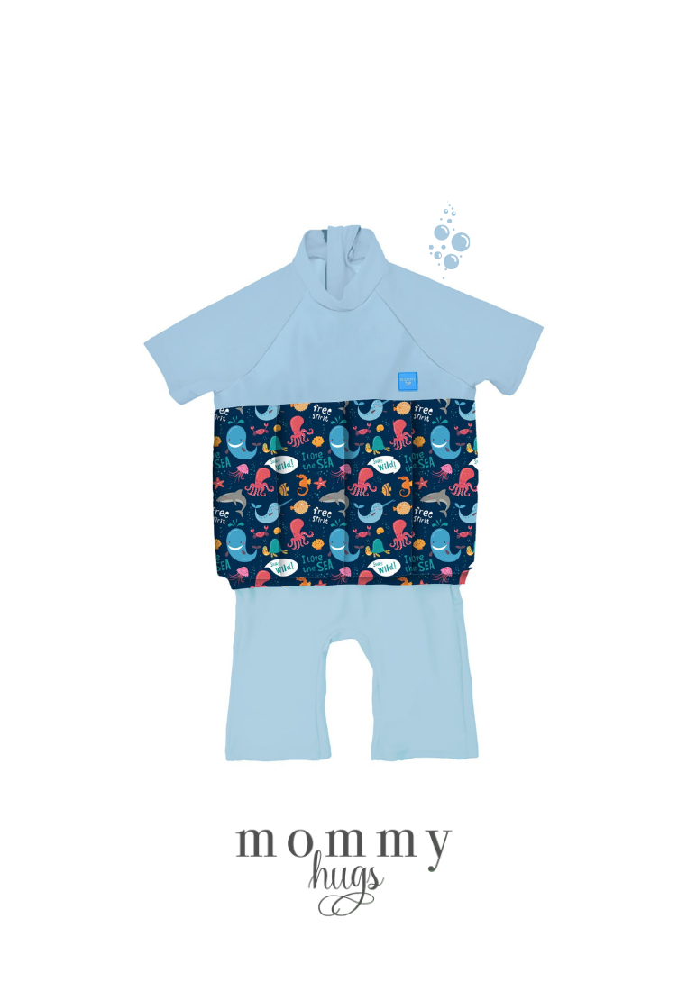 Beach Baby Rashguard Float in Deep Ocean Friends