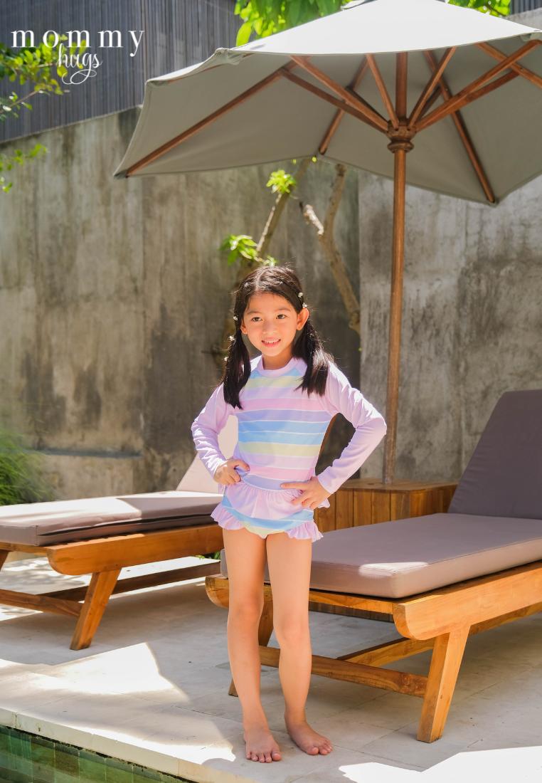 Pastel Medley Rash Guard for Young Girls