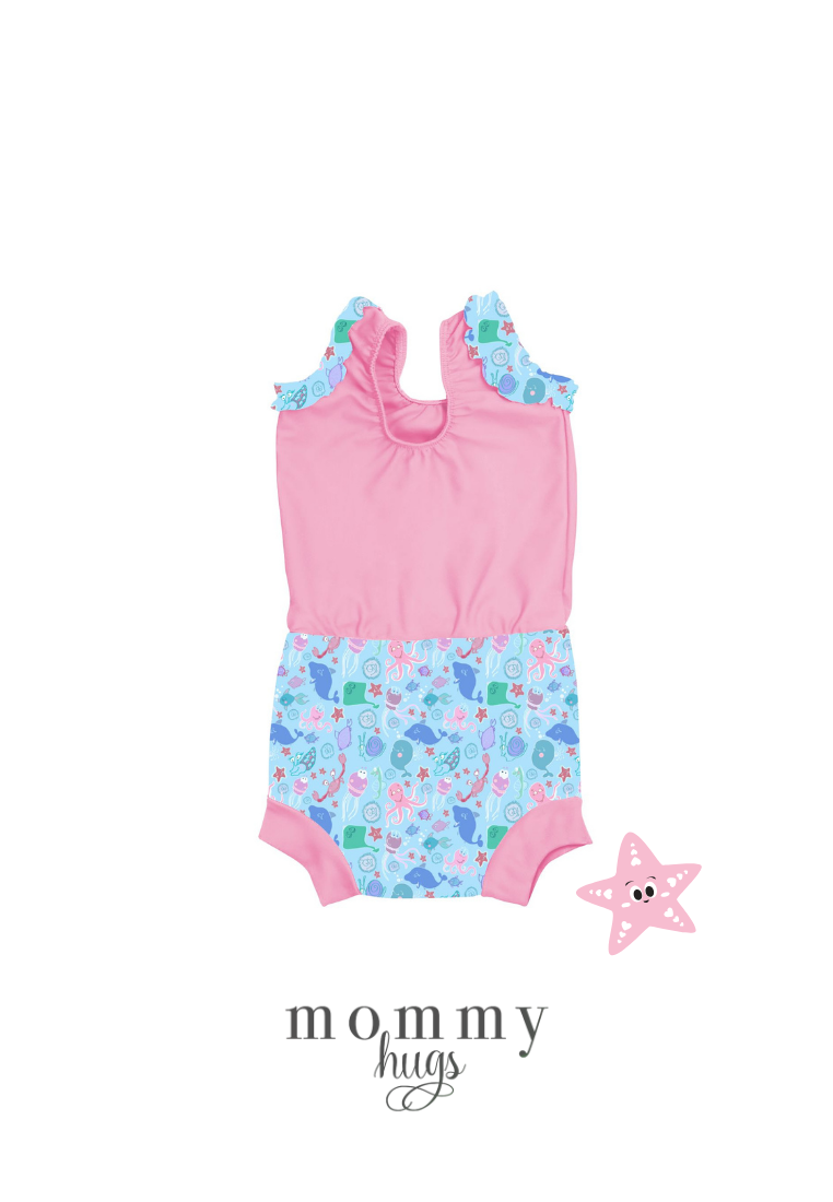 Beach Baby Swimsuit Diaper in Sea Gems