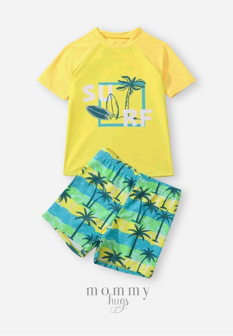 Yellow Surf All Day Two Short Sleeves 2pc Rashguard