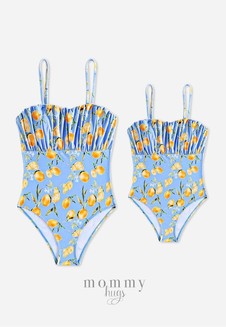 Lemon Summer Dream in Blue  Swimsuit Twinning