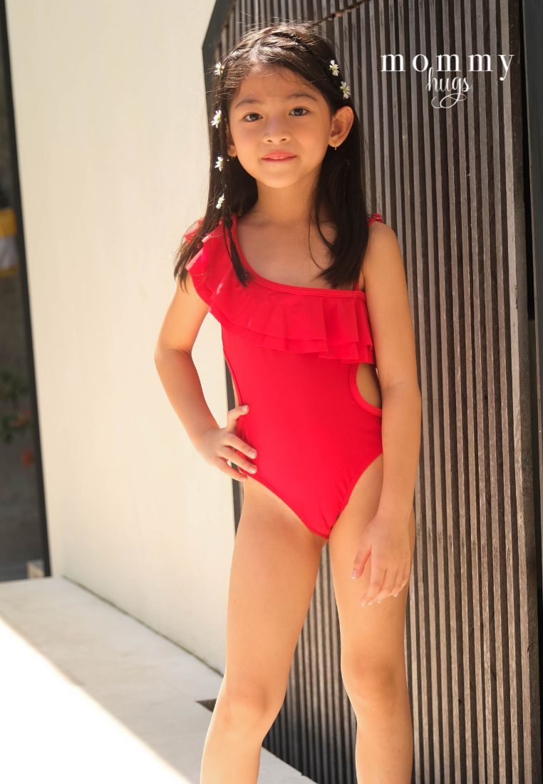 Beauty in Red Swimsuit for Young Girls