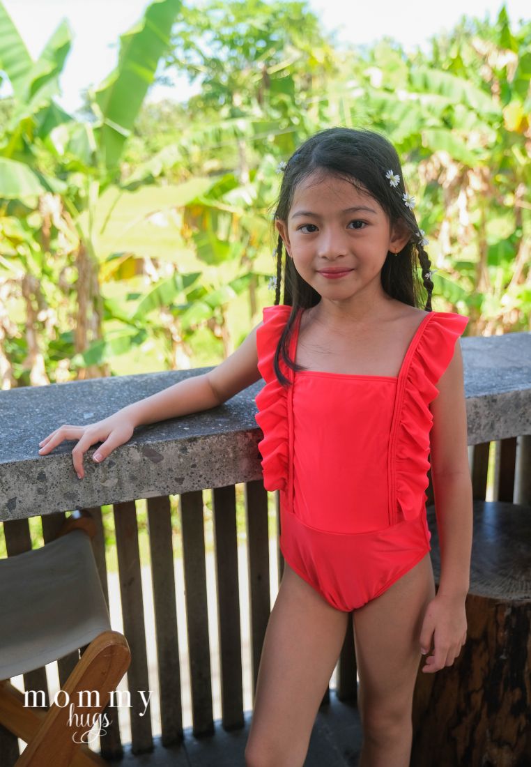 Posh Red Swimsuit for Young Girls