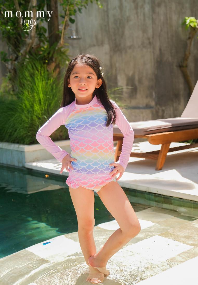 Mermaid Prism Rash Guard for Young Girls