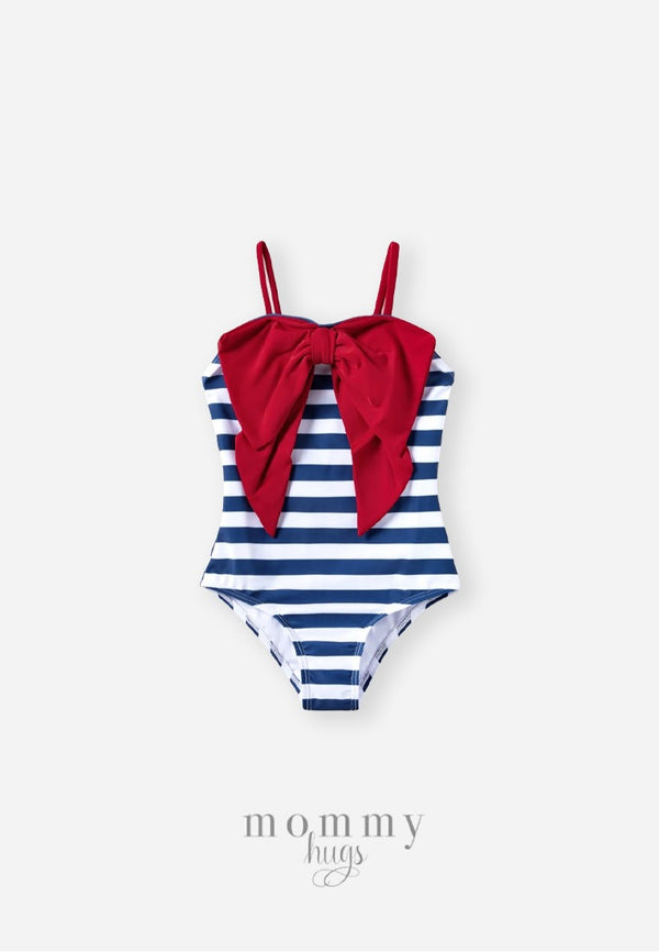 Nautical Ribbon One Piece Swimsuit for Girl
