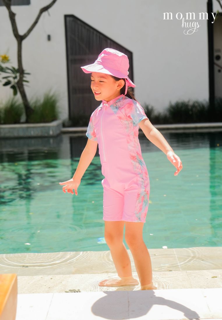 Pink Palm Rash Guard for Young Girls