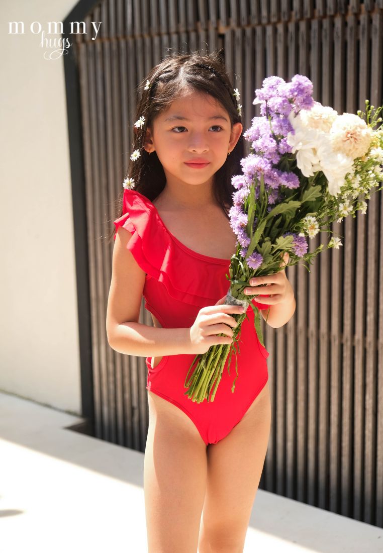 Beauty in Red Swimsuit for Young Girls