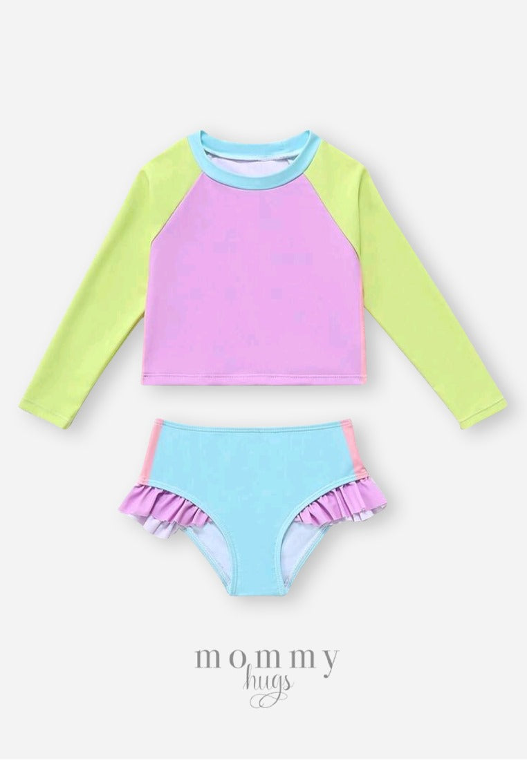 Pastel Color Palette Rashguard for Young Girls