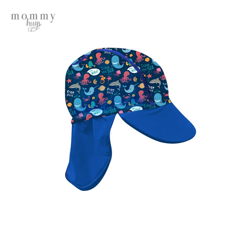 Beach Baby Sun Hat in Deep Ocean Friends