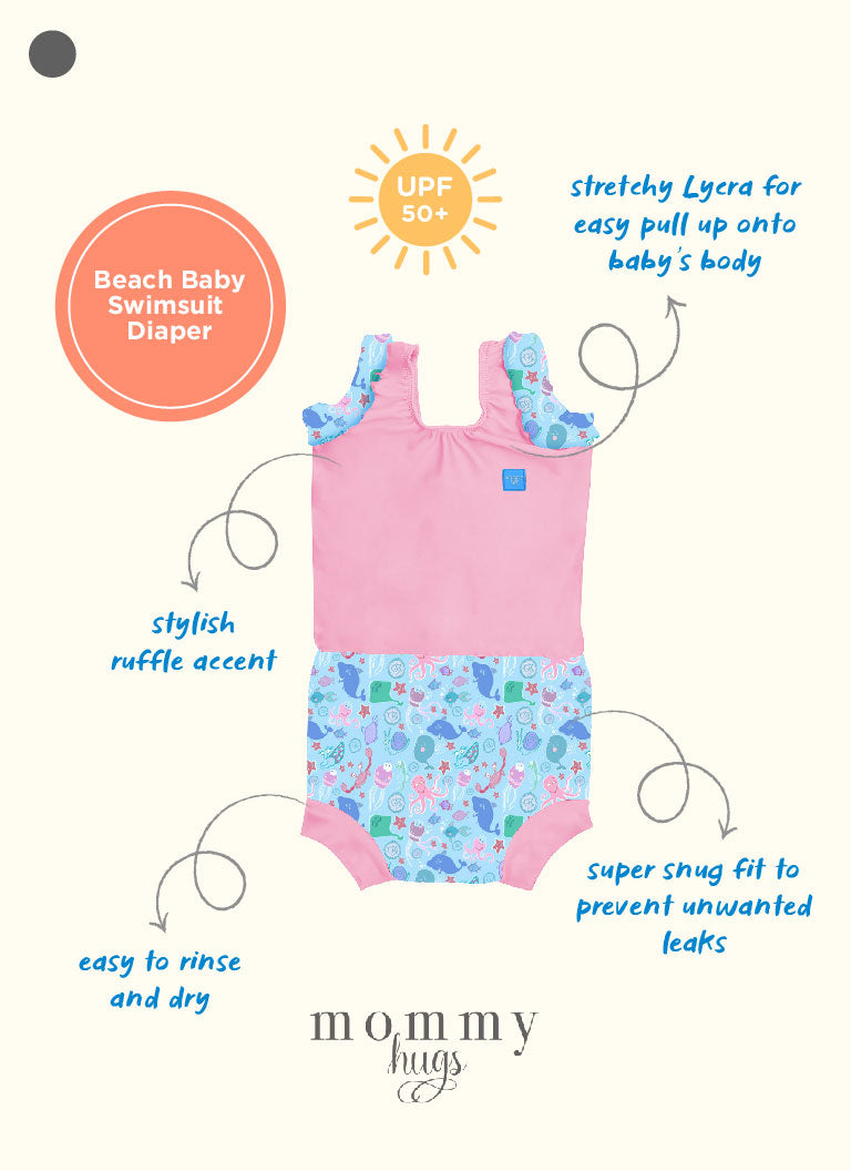 Beach Baby Swimsuit Diaper in Sea Gems