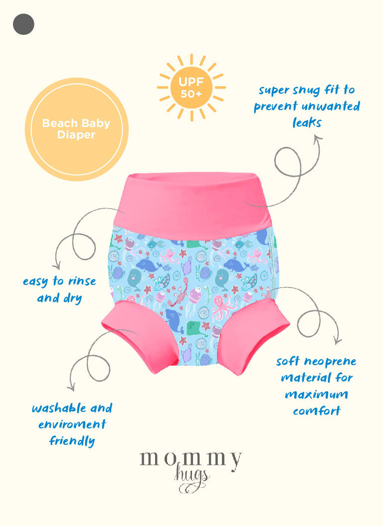 Beach Baby Diaper in Sea Gems