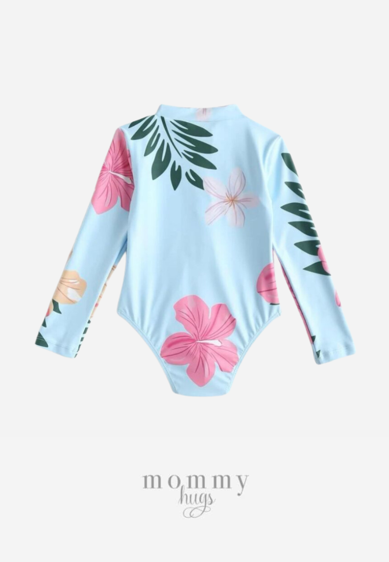 Hawaiian Tropics Zip Up Long Sleeves Rash Guard for Girls