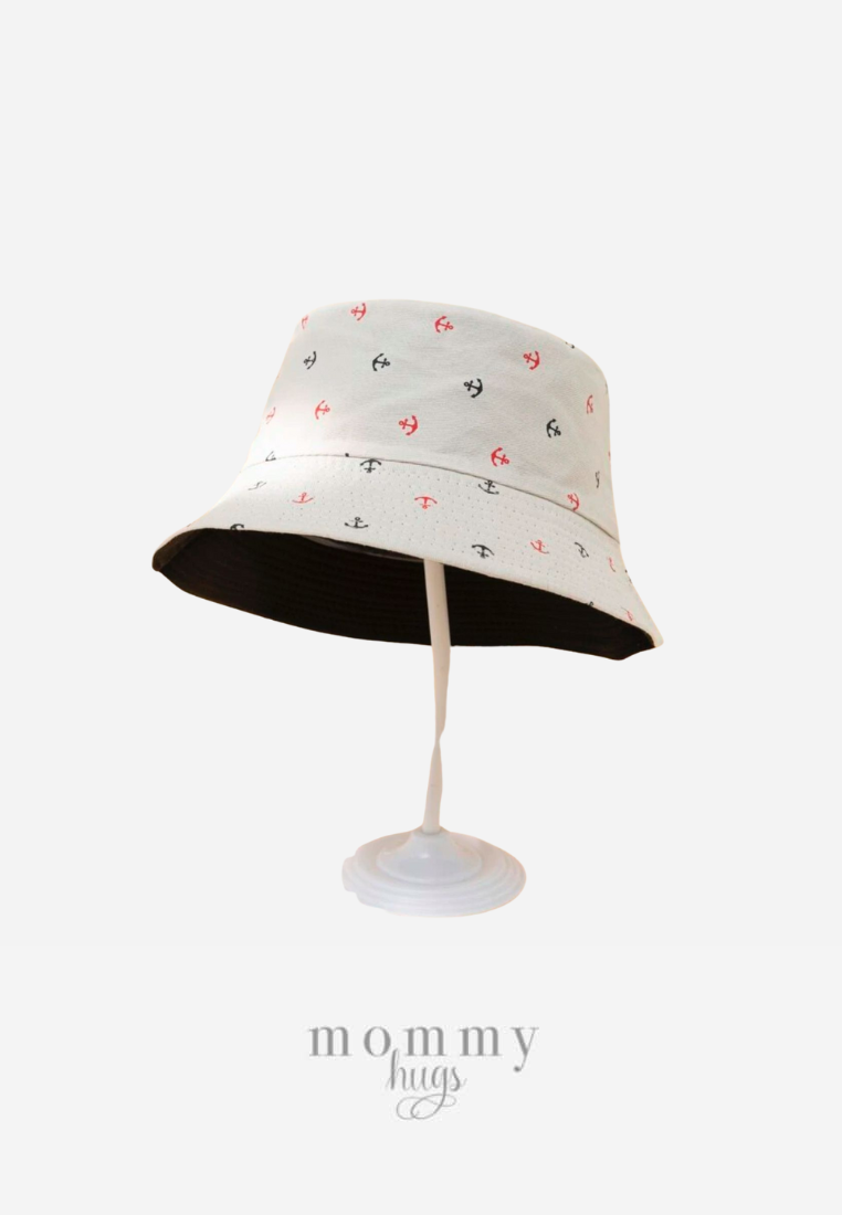 Anchor's Away Dark White Bucket Hat - One Size