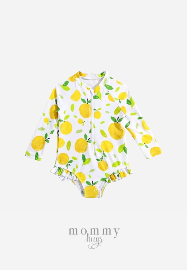 Lemons n' Love Rashguard with Sun Hat for Baby Girls