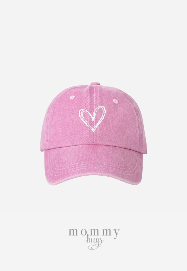 Old Rose Heart Cap for Girls - One size