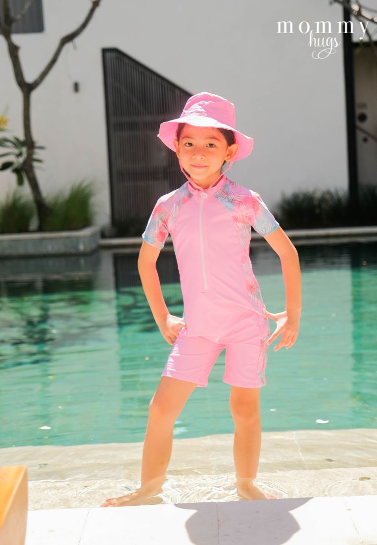 Pink Palm Rash Guard for Young Girls