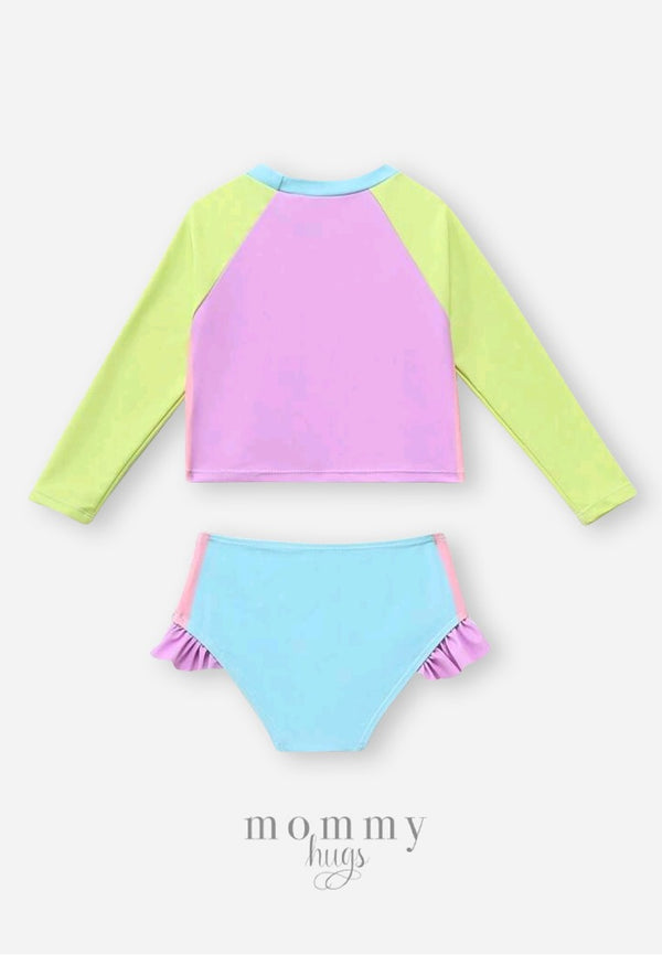 Pastel Color Palette Rashguard for Young Girls