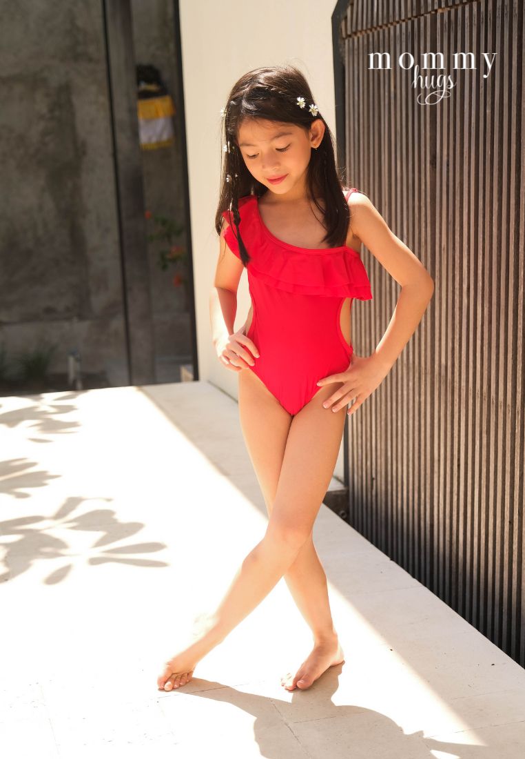 Beauty in Red Swimsuit for Young Girls