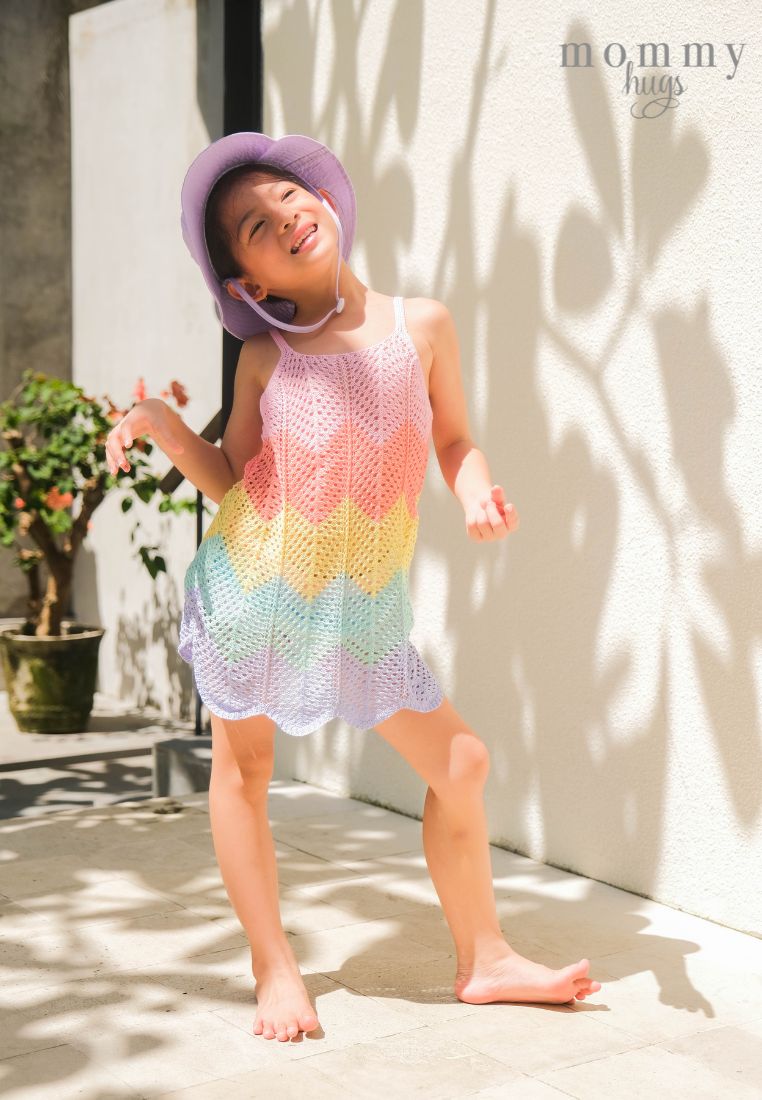 Rainbow Crochet Cover Up for Girls