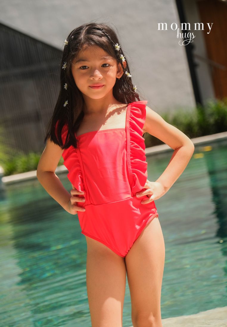 Posh Red Swimsuit for Young Girls