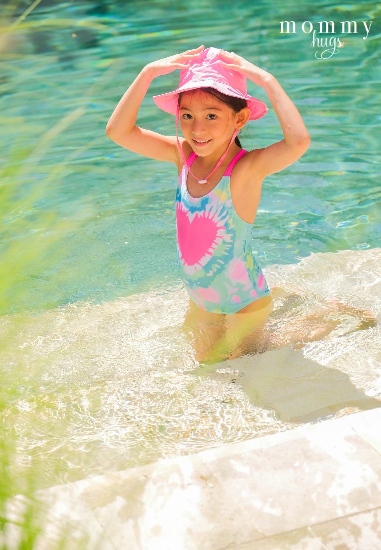 Retro Love One Piece with Skirt Swimwear for Girls