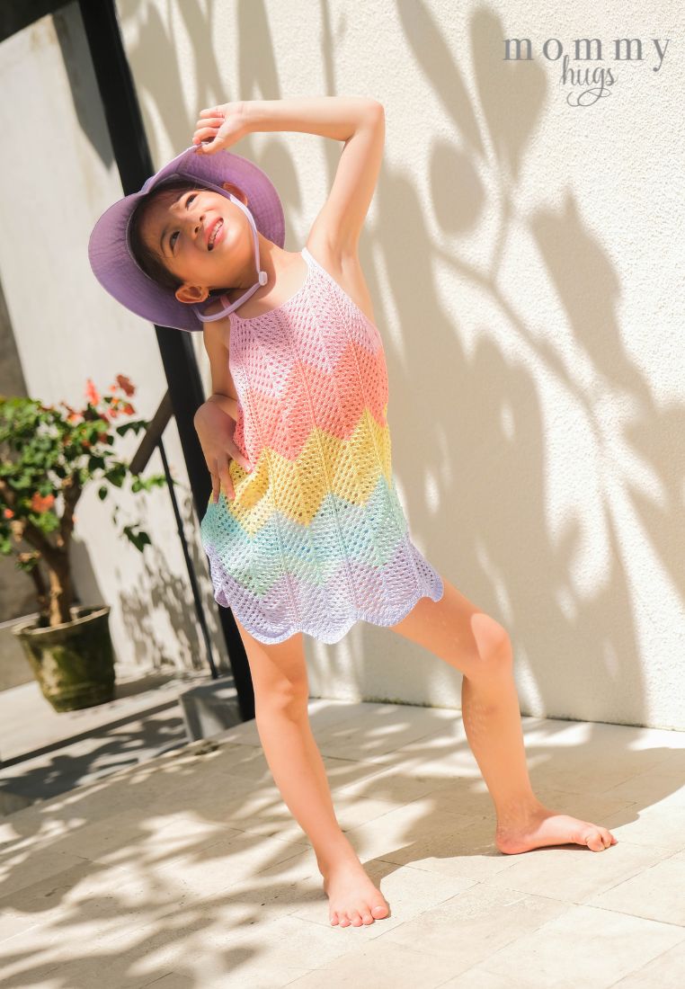 Rainbow Crochet Cover Up for Girls