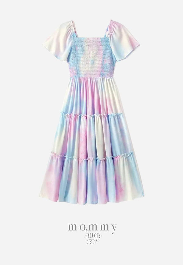 Watercolor Powder Dust Dress for Mommy and Daughter