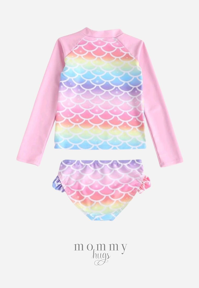 Mermaid Prism Rash Guard for Young Girls