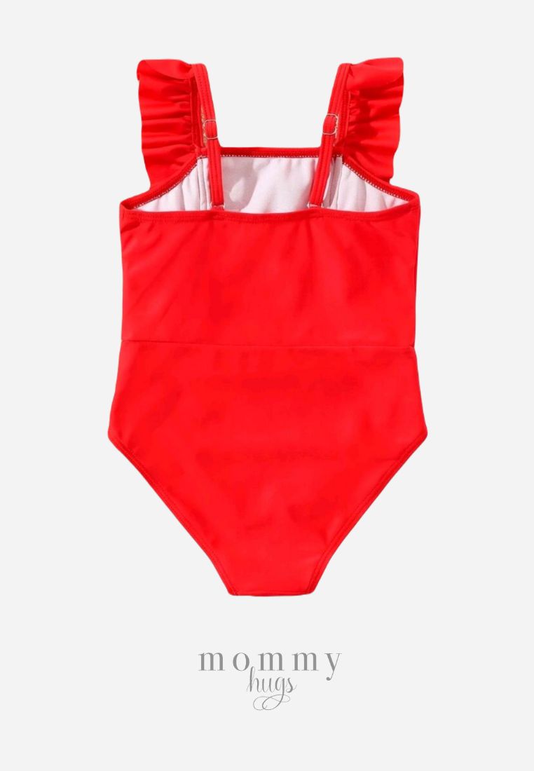 Posh Red Swimsuit for Young Girls