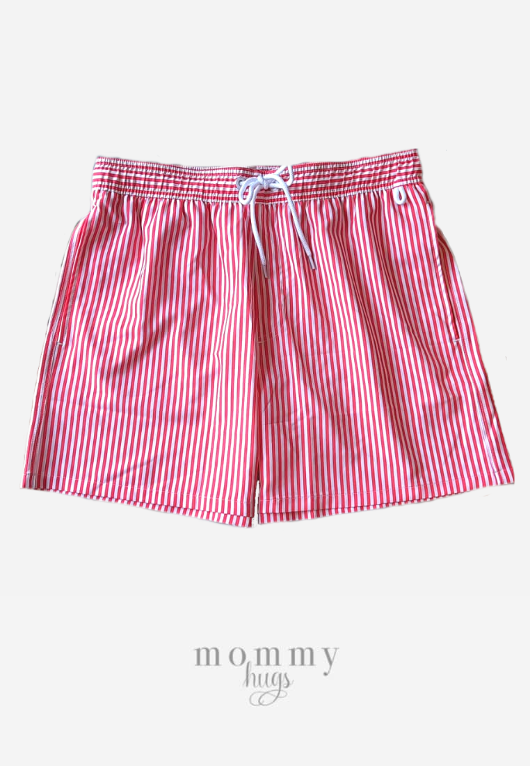 Red Skies Pin Stripes Swim Shorts  for Daddy