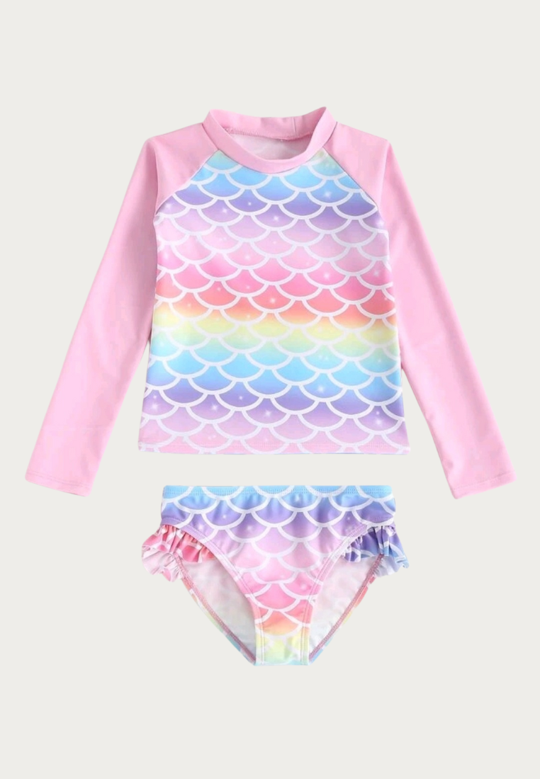 Mermaid Prism Rash Guard for Young Girls