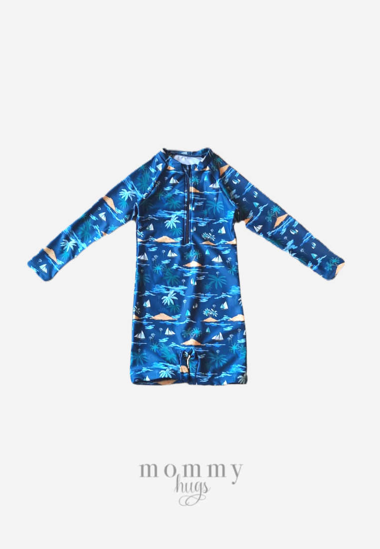 Midnight Island One Piece Rash Guard for Boys